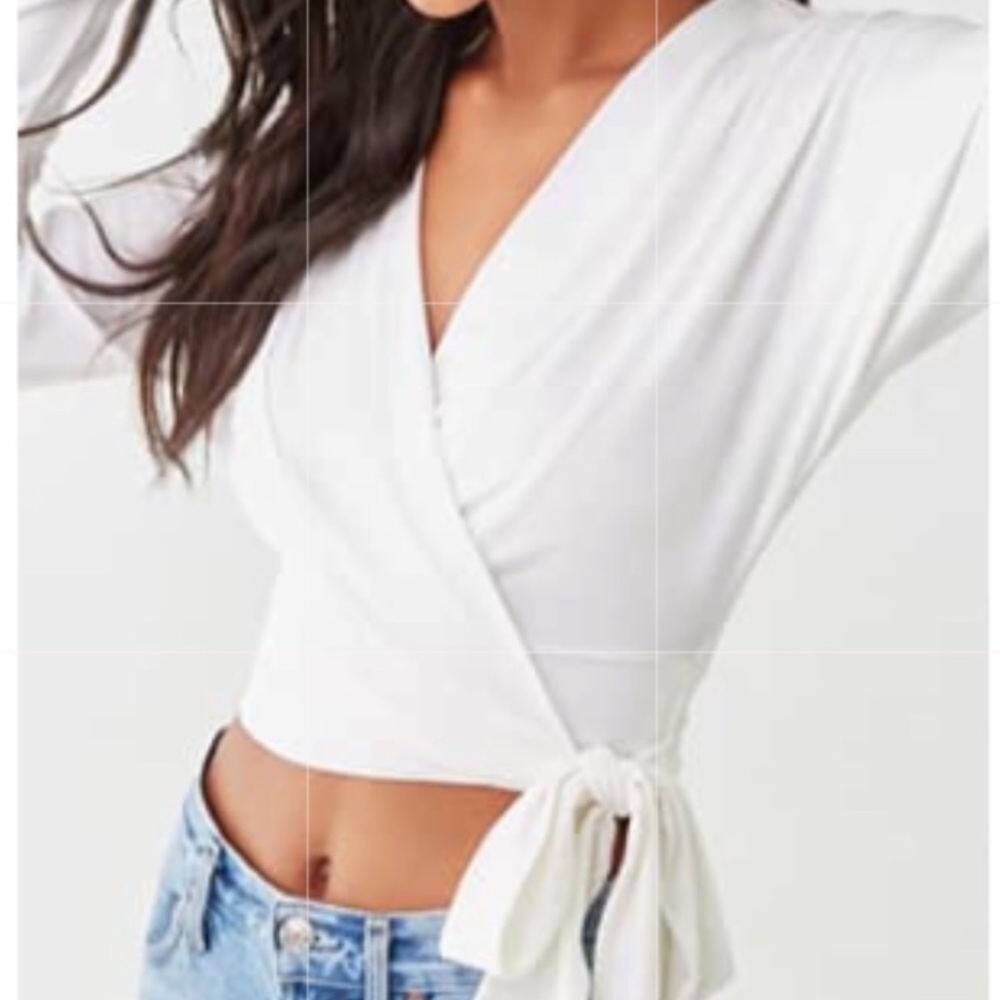 Forever 21 White Wrap Top